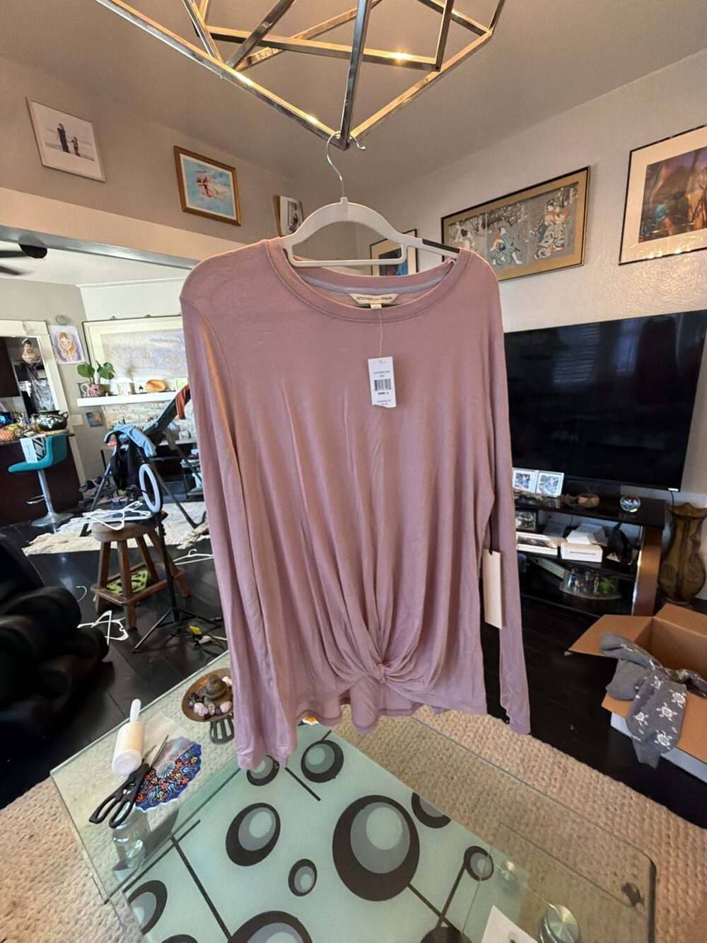 Crimson in Grace long sleeve twist-front top
